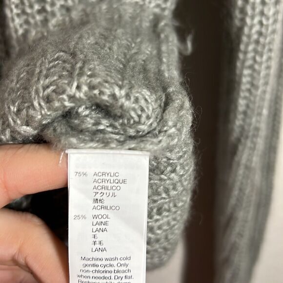 Gap Gray Knitted Cowl Neck Wool Blend Knitted Pullover Sweater‎ Womens Medium - Picture 4 of 6